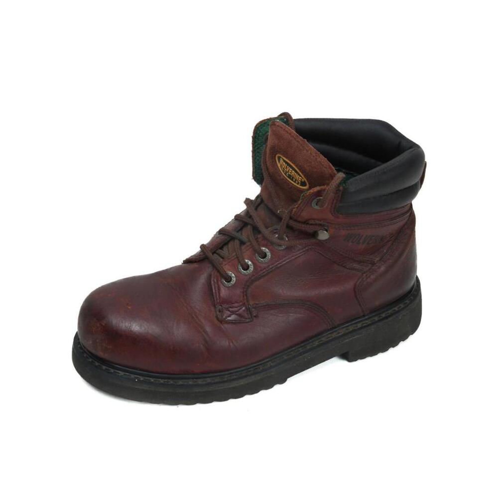 wolverine work boots steel toe leather lace up hiking mens sz 9.5 D